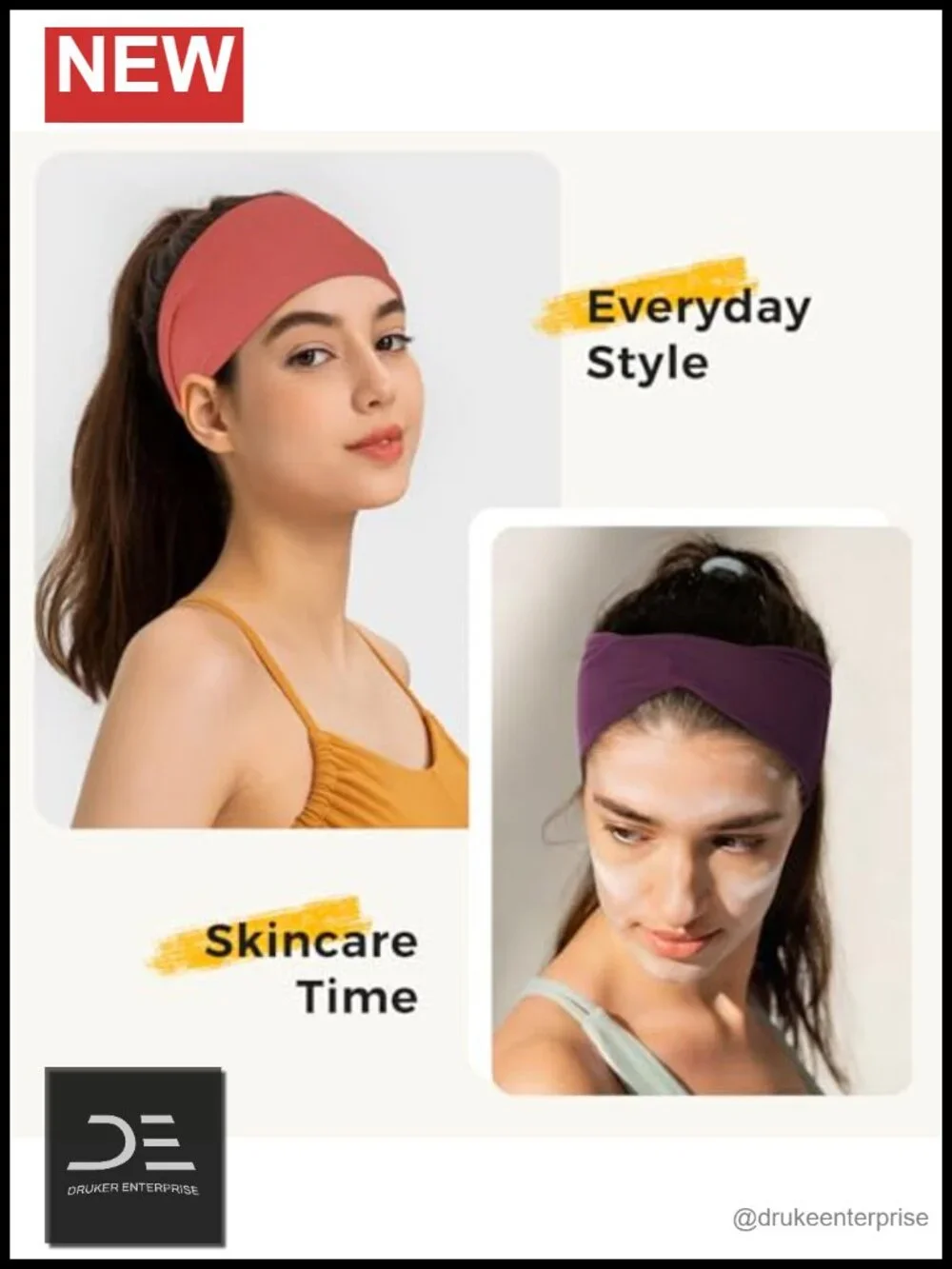 Moisture Wicking No-Slip Sport Headbands for Running Yoga Cycling (5 Pack)